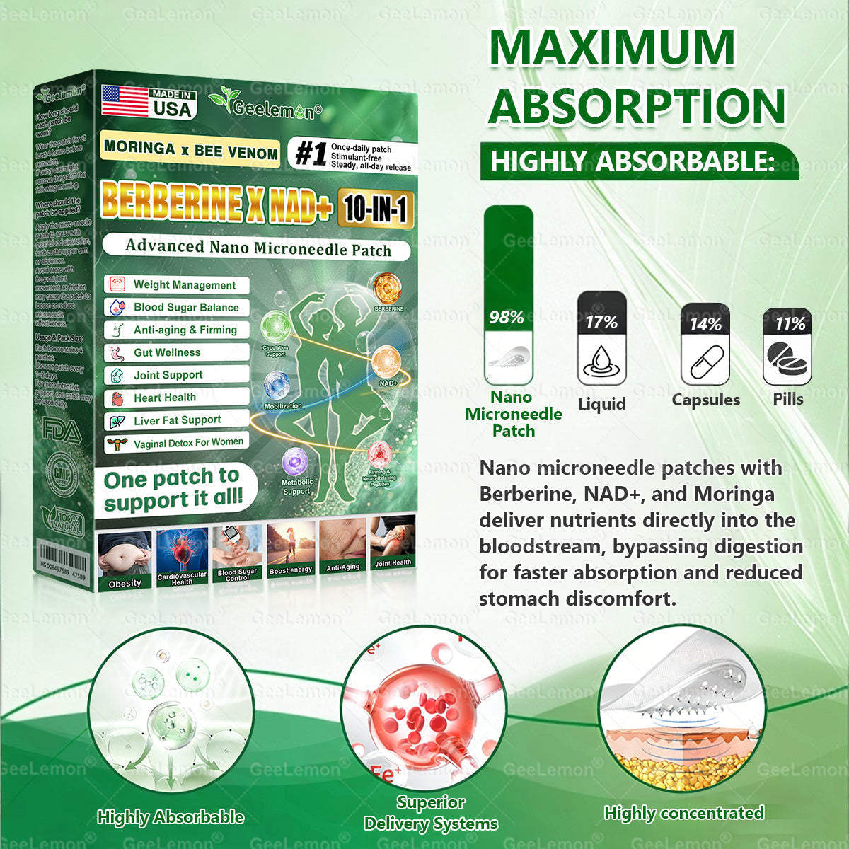 𝐎𝐟𝐟𝐢𝐜𝐢𝐚𝐥 𝐔𝐒 𝐒𝐭𝐨𝐫𝐞 👗 𝐆𝐚𝐟𝐚𝐜𝐞® Moringa · Berberine × NAD+ 𝟏𝟎-𝐢𝐧-𝟏 𝐀𝐝𝐯𝐚𝐧𝐜𝐞𝐝 𝐍𝐚𝐧𝐨 𝐌𝐢𝐜𝐫𝐨𝐧𝐞𝐞𝐝𝐥𝐞 𝐏𝐚𝐭𝐜𝐡 — 𝐎𝐧𝐜𝐞 𝐃𝐚𝐢𝐥𝐲, 𝐕𝐢𝐬𝐢𝐛𝐥𝐞 𝐑𝐞𝐬𝐮𝐥𝐭𝐬 𝐢𝐧 𝟕 𝐃𝐚𝐲𝐬