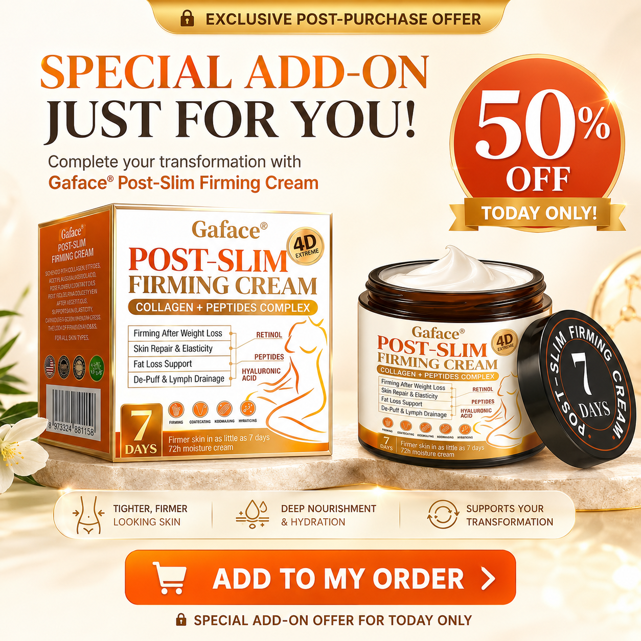𝐆𝐚𝐟𝐚𝐜𝐞® 𝐏𝐨𝐬𝐭-𝐒𝐥𝐢𝐦 𝐅𝐢𝐫𝐦𝐢𝐧𝐠 𝐂𝐫𝐞𝐚𝐦 𝐰𝐢𝐭𝐡 𝐆𝐇𝐊-𝐂𝐮, 𝐀𝐫𝐠𝐢𝐫𝐞𝐥𝐢𝐧𝐞 & 𝐌𝐚𝐭𝐫𝐢𝐱𝐲𝐥 𝟑𝟎𝟎𝟎, 𝐜𝐨𝐥𝐥𝐚𝐠𝐞𝐧 𝐩𝐞𝐩𝐭𝐢𝐝𝐞𝐬 𝐚𝐧𝐝 𝐬𝐤𝐢𝐧-𝐟𝐢𝐫𝐦𝐢𝐧𝐠 𝐚𝐜𝐭𝐢𝐯𝐞𝐬 𝐭𝐨 𝐭𝐚𝐫𝐠𝐞𝐭 𝐥𝐨𝐨𝐬𝐞, 𝐬𝐚𝐠𝐠𝐢𝐧𝐠 𝐬𝐤𝐢𝐧 𝐚𝐟𝐭𝐞𝐫 𝐰𝐞𝐢𝐠𝐡𝐭 𝐥𝐨𝐬𝐬.