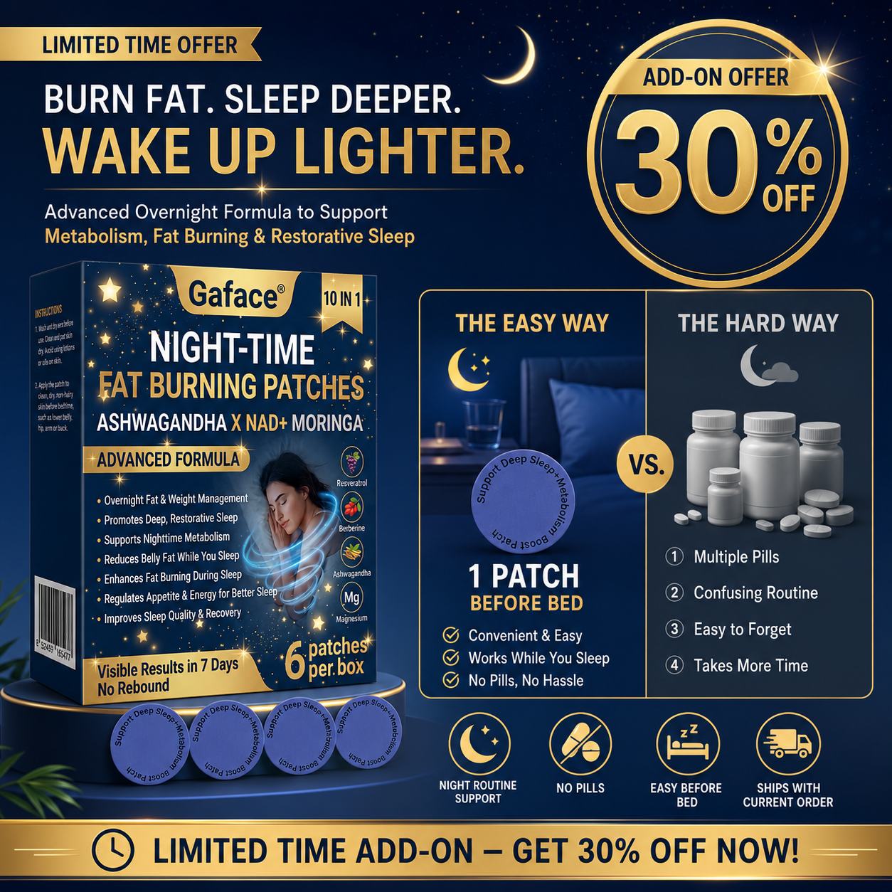 𝐆𝐚𝐟𝐚𝐜𝐞® 𝐍𝐈𝐆𝐇𝐓-𝐓𝐈𝐌𝐄 𝐅𝐀𝐓 𝐁𝐔𝐑𝐍𝐈𝐍𝐆 𝐏𝐀𝐓𝐂𝐇𝐄𝐒 — 𝐙𝐄𝐑𝐎 𝐏𝐈𝐋𝐋𝐒, 𝐙𝐄𝐑𝐎 𝐌𝐈𝐗𝐈𝐍𝐆, 𝐙𝐄𝐑𝐎 𝐄𝐗𝐓𝐑𝐀 𝐄𝐅𝐅𝐎𝐑𝐓, 𝐒𝐔𝐏𝐏𝐎𝐑𝐓 𝐖𝐇𝐈𝐋𝐄 𝐘𝐎𝐔 𝐒𝐋𝐄𝐄𝐏.
