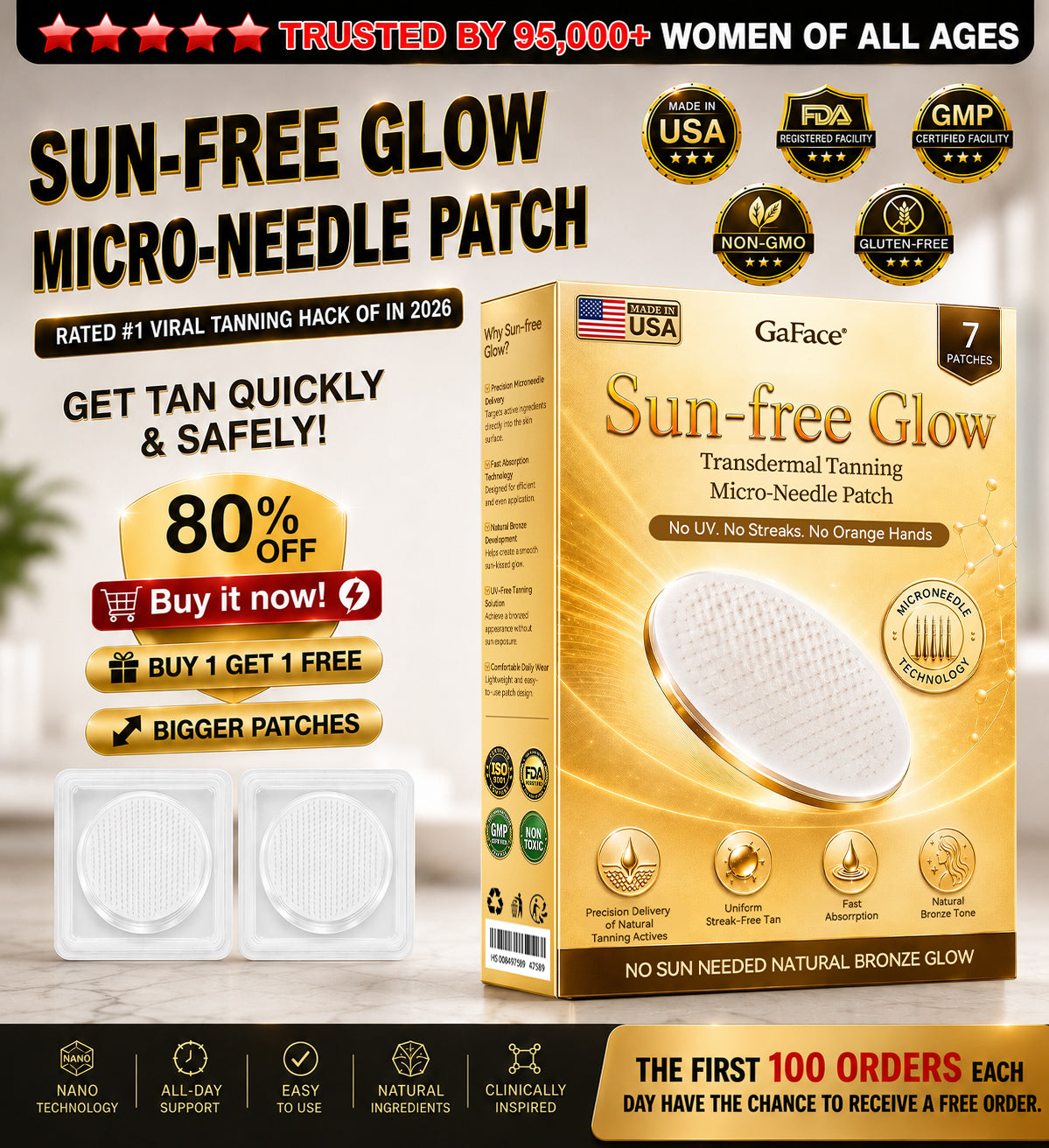 𝗚𝗮𝗳𝗮𝗰𝗲® 💝Sunless Natural Glow Transdermal Tanning Micro-Needle Patch